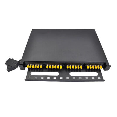 Calidad  Black ODF Patch Panel Simplex 24F 24 Port ST Fiber Patch Panel Face Plate 6 Slot fábrica
