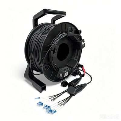 Calidad  150M Tac Fiber TPU Armord Tactical Fiber Single-Mode 4/6/8/12 Strands Cable on Reel with SC LC ST Connectors for Live Streaming fábrica