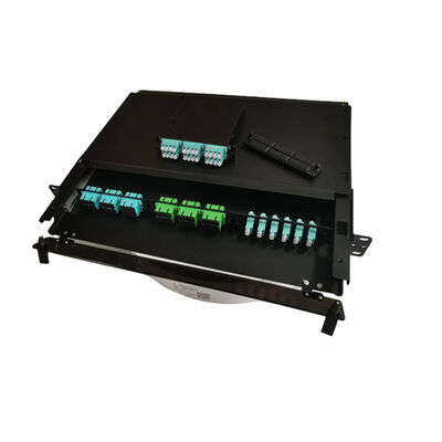 19" caja de la terminación de la fibra del metal del panel de remiendo de fibra del LC MTP MPO 1U
