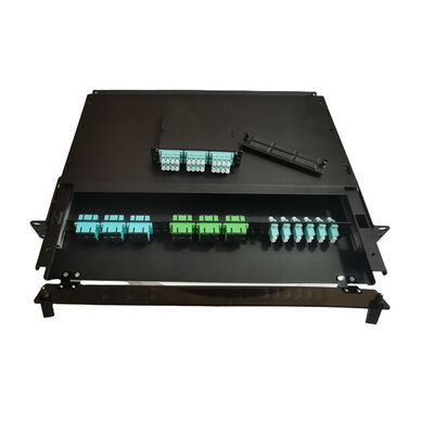 19" caja de la terminación de la fibra del metal del panel de remiendo de fibra del LC MTP MPO 1U