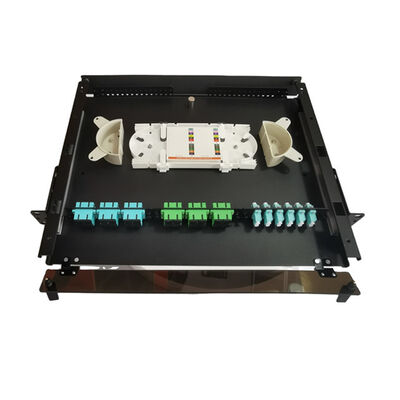 19" caja de la terminación de la fibra del metal del panel de remiendo de fibra del LC MTP MPO 1U