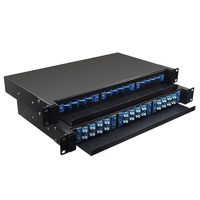 19" 24 bases interiores portuarias del soporte de estante del panel de remiendo de la fibra óptica 1U ODF 24