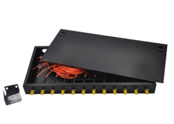 Adaptador fijo del St Upc del panel de remiendo de la base del recinto 12 del soporte de estante de la fibra óptica 1U