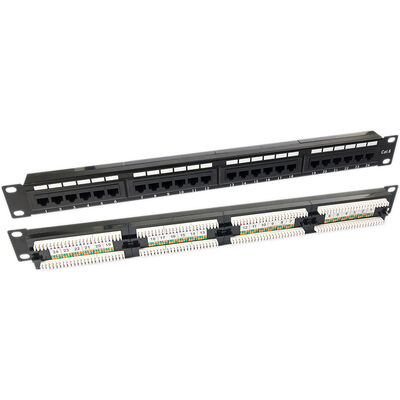 paneles de remiendo portuarios sin blindaje trapezoidal en blanco del panel de remiendo 1U los 24 CAT5E