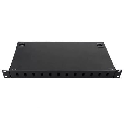 Caja a dos caras de la terminación del acoplador FTTH del LC del panel de remiendo del soporte de estante del metal 12