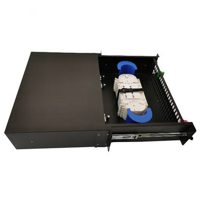 Panel de conexión de fibra óptica dúplex LC negro de 430x200x46 mm