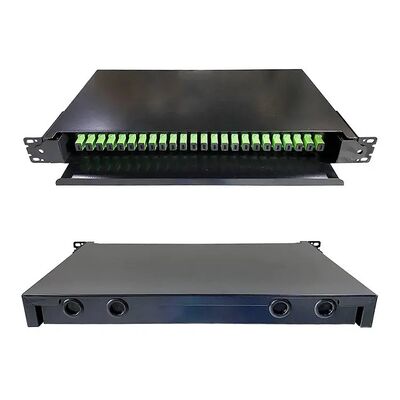 El panel de remiendo óptico de la fibra óptica de 19 de la pulgada del negro de estante cajones del soporte para el cableado de la red