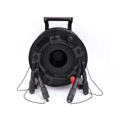 Cable de fibra óptica táctica blindada de TPU de 150M monomodo de 4/6/8/12 hilos en carrete con conectores SC LC ST para transmisión en vivo