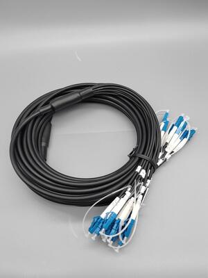 Cable de Fibra Óptica Blindado Pre-terminado Personalizado 6 12 24 Fibras Conector LC SC OS2 Monomodo Cable Negro Exterior de 5.0mm
