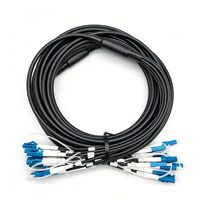 Cable de Fibra Óptica Blindado Pre-terminado Personalizado 6 12 24 Fibras Conector LC SC OS2 Monomodo Cable Negro Exterior de 5.0mm